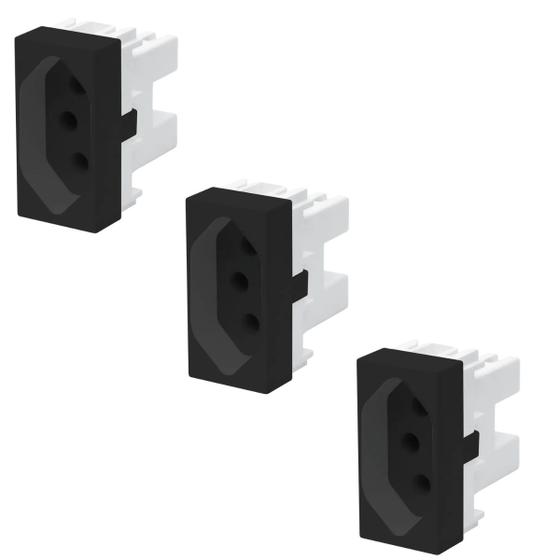 Imagem de Kit Com 3 Módulos Tomada Preto Padrão 20A/250V - Fame