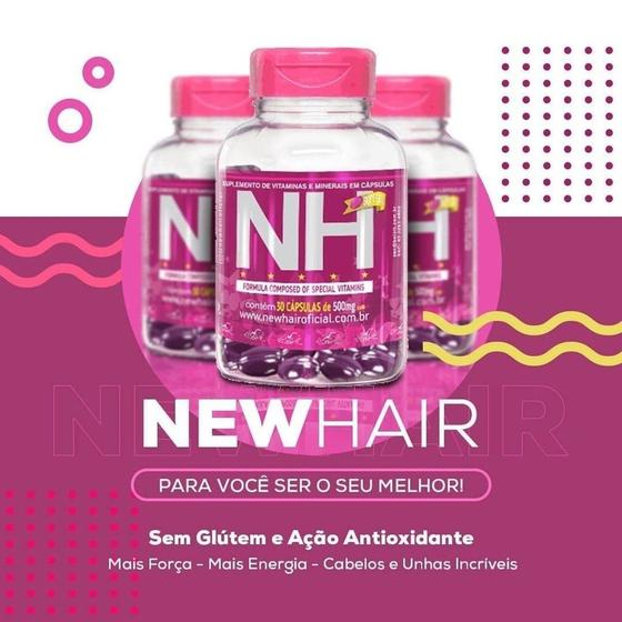 Imagem de Kit Com 3 - New Hair Suplemento Capilar 30 Cápsulas - Belkit