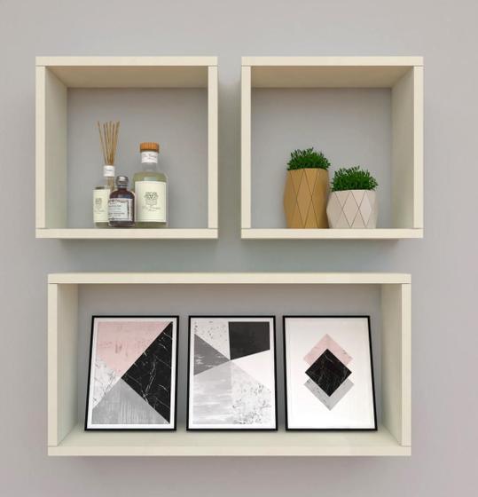 Imagem de Kit com 3 nichos decoração para Quarto Nude Retangular