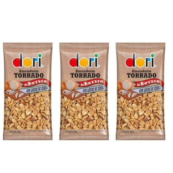 Imagem de Kit com 3 Pacotes Amendoim Saborizado de Cebola 960 Gramas