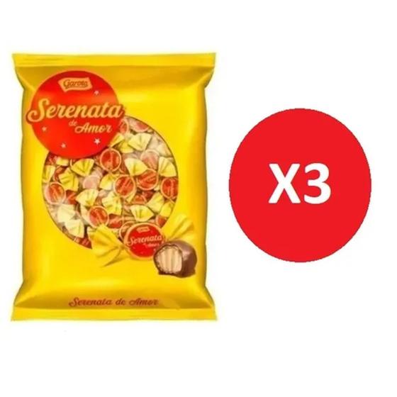 Kit com 3 pacotes bombom serenata de amor chocolate garoto Bombom