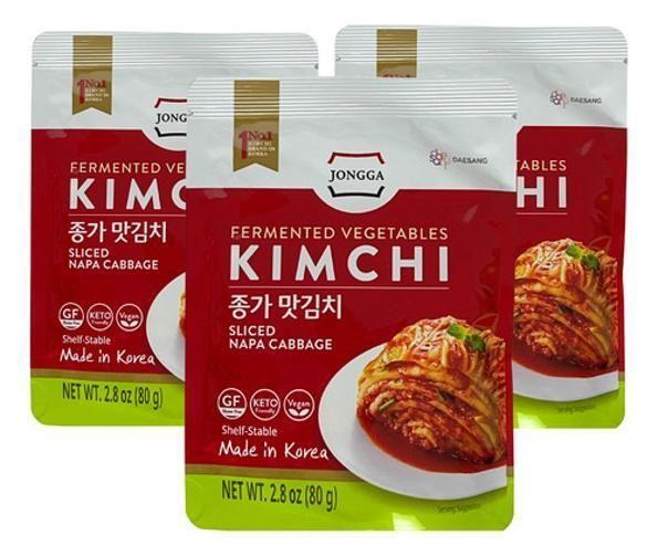 Imagem de Kit Com 3 Pacotes De 80G Kimchi Conserva Coreano Jongga