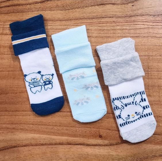 Imagem de Kit com 3 Pares de Meia Bebê Super Fofa e Confortável