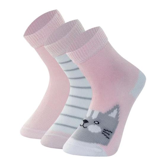 Kit com 3 Pares de Meias Bebê Cano Médio Mash Menor preço em Kit com 3 Pares de Meias Bebê Cano Médio Mash