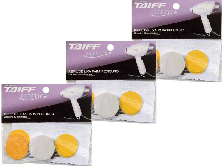 Imagem de Kit com 3 pct - refil de lixa taiff para pedicuro c 10 lixas