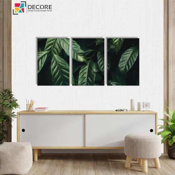 Imagem de Kit Com 3 Peças 40x60 Quadros Decorativos Folhas Tropical