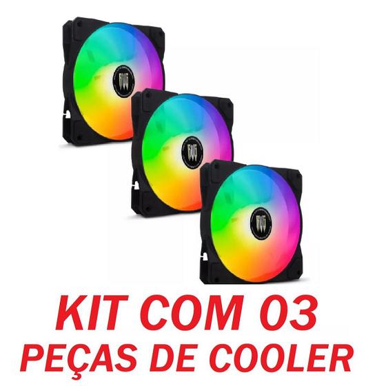 Imagem de KIT com 3 peças Cooler Revenger Fan Led Rgb Pc Gabinete Cpu Gamer 3 + 4 Pinos Molex 120 mm 12 cm Ventoinha silenciosa