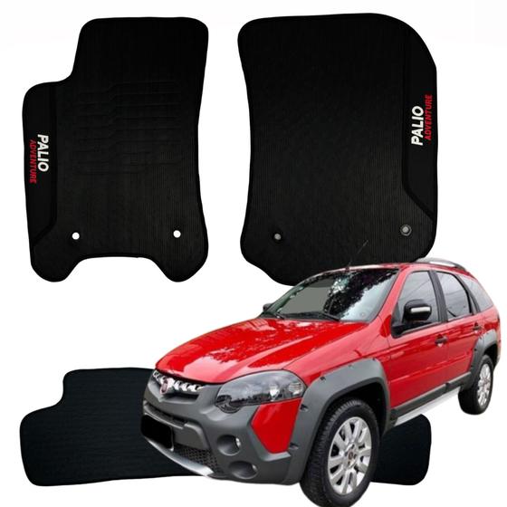 Imagem de Kit com 3 Peças de Tapetes de Borracha Automotivos Fiat Palio Weekend Adventure 2012 a 2018 - V4142