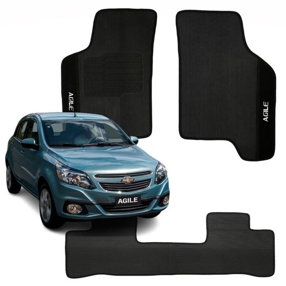 Imagem de Kit com 3 Peças de Tapetes Emborrachados Automotivos Chevrolet Agile 2009 a 2016 - V6004