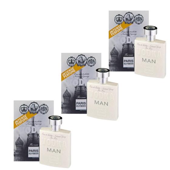 Imagem de Kit Com 3 Perfumes Vodka Man Paris Elysees 100Ml Eau