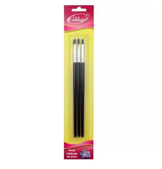 Kit Com 3 Pincéis Decorativos Colagens/Pinturas/Artesanato - Celebrate Imagem de Kit Com 3 Pincéis Decorativos Colagens/Pinturas/Artesanato