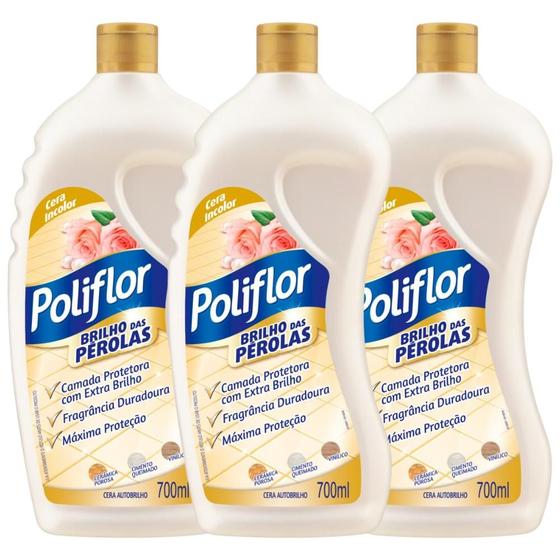 Imagem de Kit com 3 Poliflor Cera Líquida Pérolas Incolor 700ml Cada