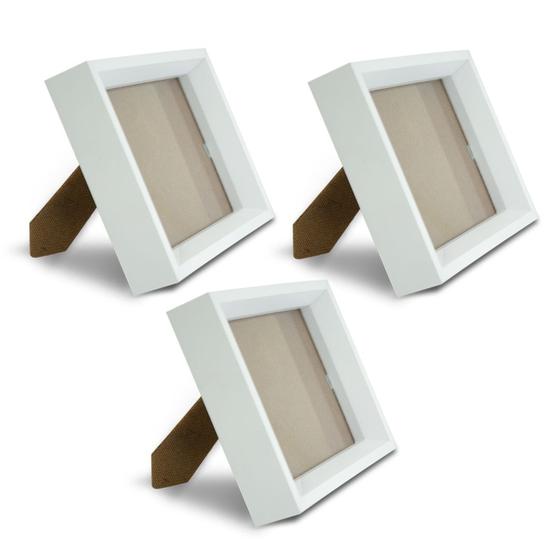 Imagem de Kit com 3 Porta retrato para Fotos com Moldura de Madeira 15x21 para Casa Escritório Hall