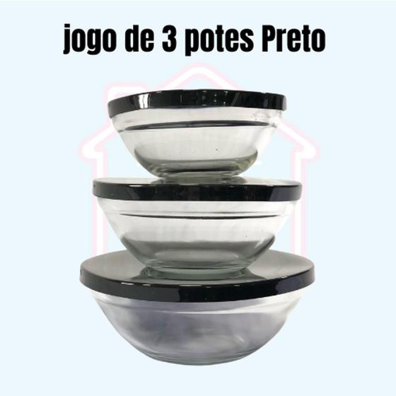 Imagem de Kit Com 3 Potes De Vidro Em 2 Cores Diferentes - Em Casa Tem