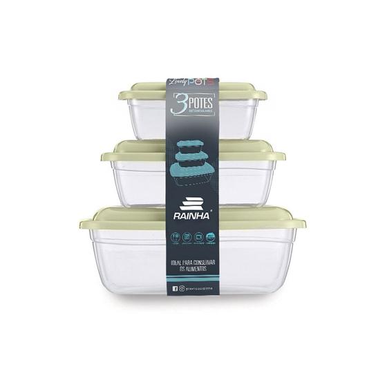 Imagem de Kit Com 3 Potes Organizadores Transparentes com Tampa Color