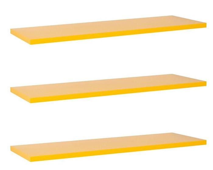 Imagem de Kit Com 3 Prateleiras 60 X 15cm Suporte Invisivel Cor Amarelo