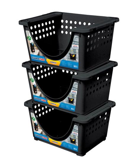 Imagem de Kit com 3 Prateleiras Empilháveis Multiuso Arqplast