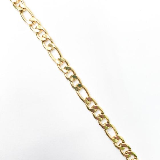 Imagem de Kit com 3 Pulseiras cordão bracelete elos acessório dourado modelo clássico