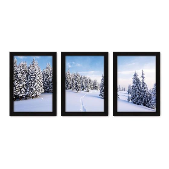 Imagem de Kit Com 3 Quadros - Montanha Neve Paisagem - 062kq02p