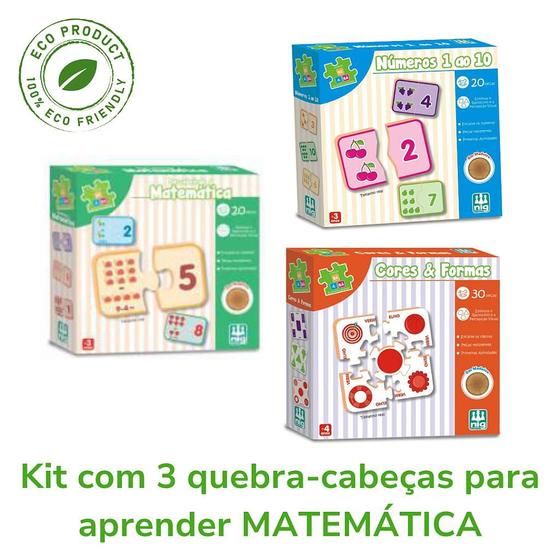 Imagem de Kit com 3 quebra - cabeças para aprender MATEMÁTICA