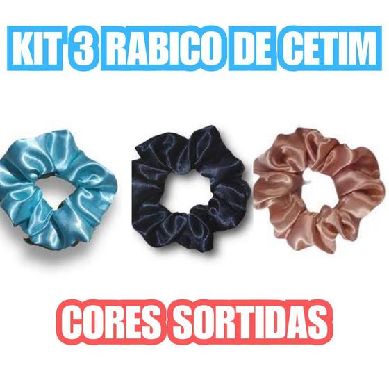 Imagem de Kit com 3 Rabico de Cetim Cores Sortida