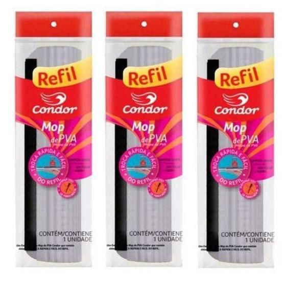 Imagem de Kit Com 3 Refil Para Mop De Pva Rodo Mágico Com Espuma De Alta Absorção Condor 1620R