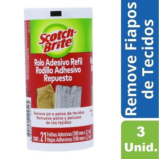 Imagem de Kit com 3 Refil Rolo Adesivo SCOTCH-BRITE 3M