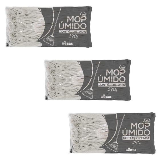 Imagem de Kit com 3 Refis para Mop Úmido 290g Ponta Cortada Nobre