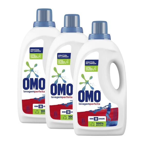 Imagem de Kit com 3 Sabão Líquido OMO Lavagem Perfeita 3L