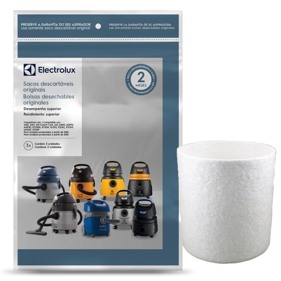 Imagem de Kit com 3 Sacos CSE10 mais Filtro Permanente de Polipropileno H103 para Aspiradores Electrolux