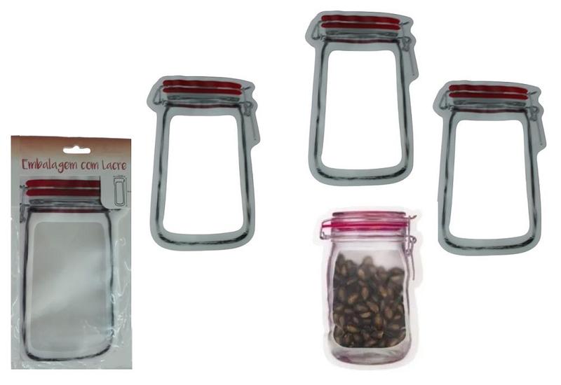 Imagem de Kit com 3 Sacos de Pvc para Mantimentos Zip Lock 12,5X20CM