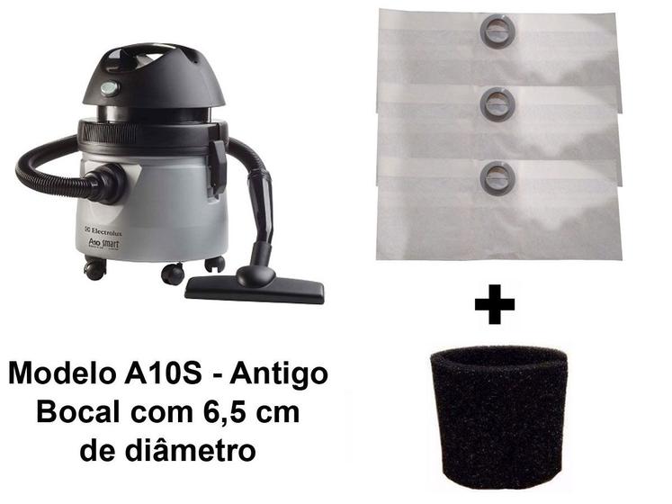 Kit Com 3 Sacos Descartáveis Aspirador De Pó Electrolux A10 Smart Mod. A10s + Filtro Motor Menor preço em Kit Com 3 Sacos Descartáveis Aspirador De Pó Electrolux A10 Smart Mod. A10s + Filtro Motor