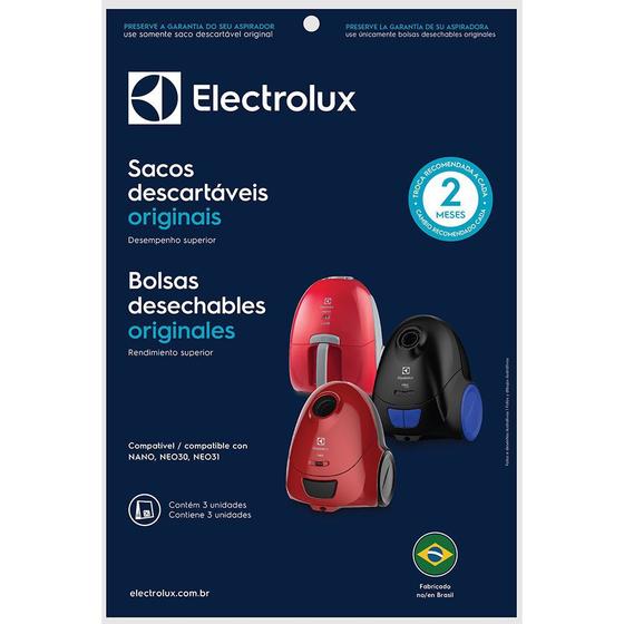 Imagem de Kit com 3 sacos descartáveis Electrolux SBENA para aspiradores de pó