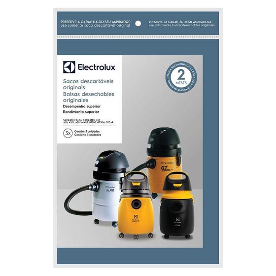 Imagem de Kit com 3 Sacos descartáveis para Aspirador Electrolux CSE20 Original