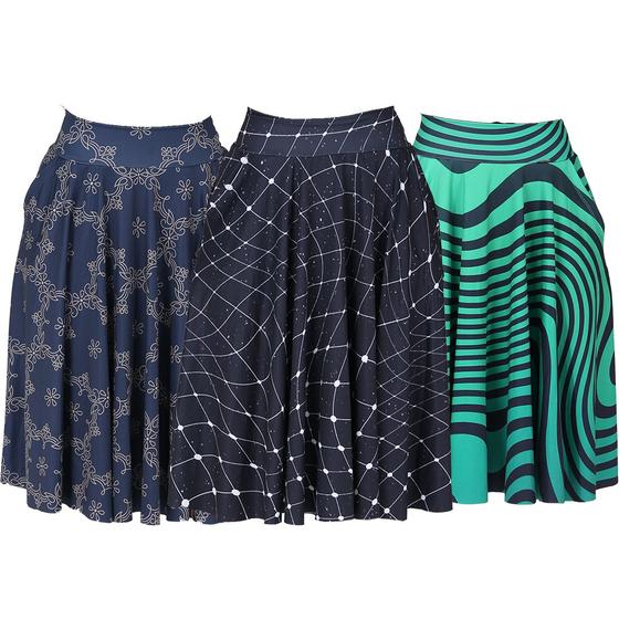 Imagem de Kit com 3 Saias Godê Midi Moda Evangélica Plissada