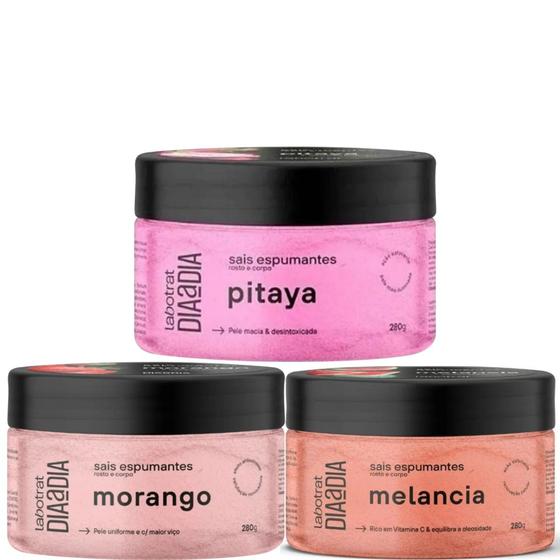 Imagem de Kit Com 3 Sais De Banho Espumantes Pitaya Melancia Morango - Labotrat