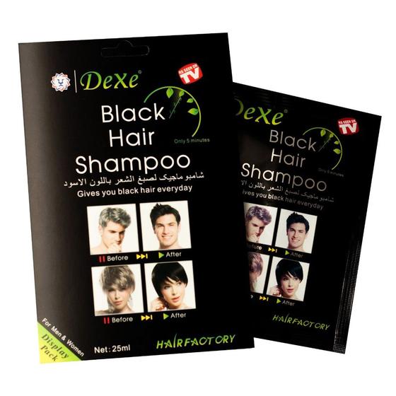 Imagem de Kit com 3 Shampoo Escurecedor de Cabelo Dexe Preto 25ml
