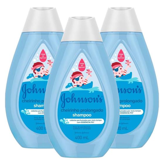 Kit com 3 Shampoos Johnsons Baby Cheirinho Prolongado 400ml Johnson's