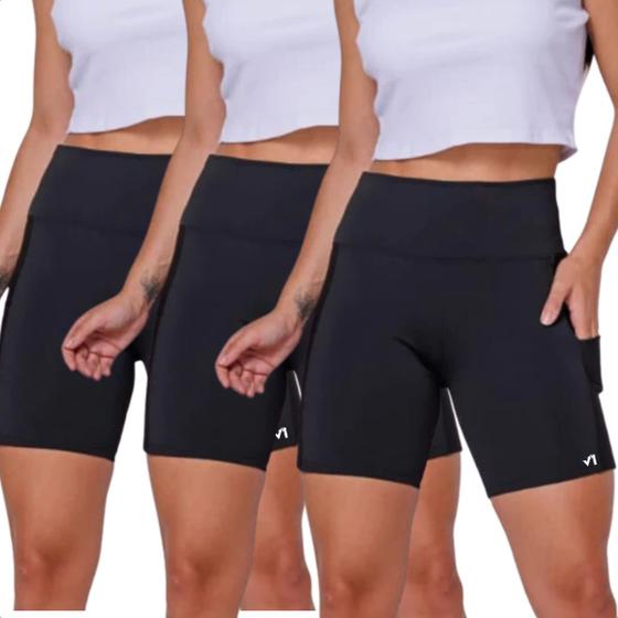 Imagem de Kit com 3 Shorts Academia Corrida V1TTA Pocket com Bolso
