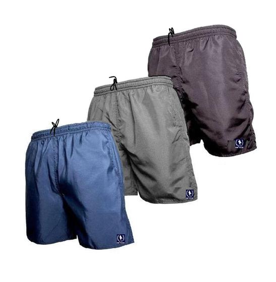 Imagem de Kit com 3 shorts lisos plus size cores sortidas tamanhos grandes g1 até g6