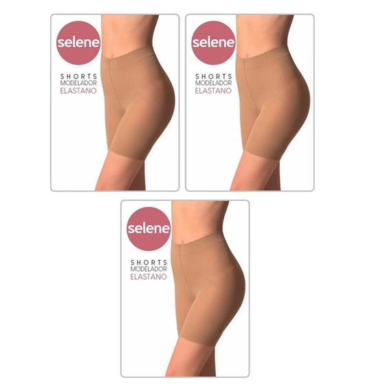 Imagem de Kit Com 3 Shorts Modelador Slim Com Elastano Levanta Bumbum Selene