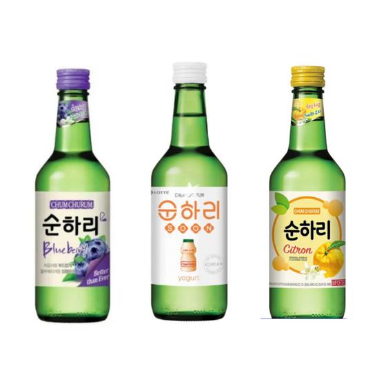 Imagem de Kit com 3 Soju Bebida Coreana Blueberry, Yogurt e Cidra Citron 360ml