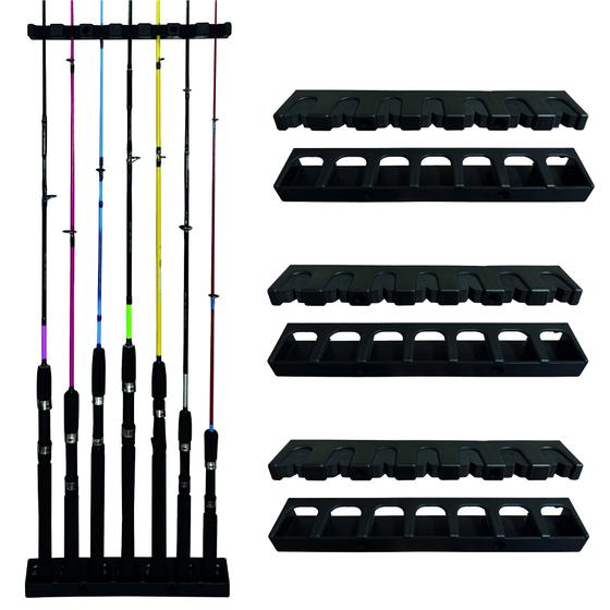 Imagem de Kit com 3 Suportes Organizadores Varas Pesca 7 Lugares Parede Rack Expositor