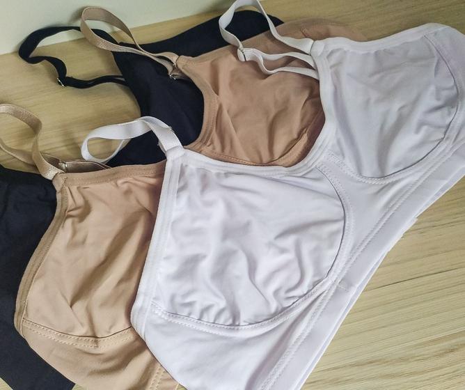 Imagem de kit com 3 sutiã sem bojo, sem aro sustentação cores variadas