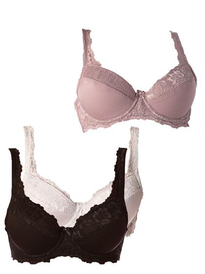 Imagem de Kit com 3 Sutiãs com Aro e Bojo Iridien Demillus 65204 Taça B Cores Coloridas