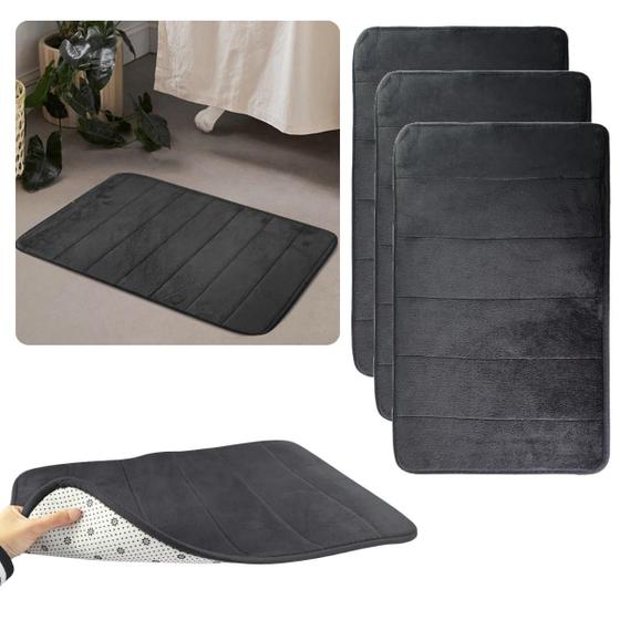 Imagem de Kit Com 3 Tapetes Soft para Banheiro Antiderrapante 40x60cm Macio