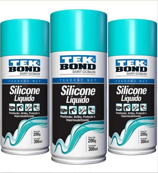 Imagem de Kit com 3 tekspray silicone líquido 300ml tekbond