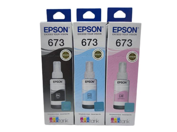 Imagem de Kit com 3 tintas epson 673 - l800 l805 l810 l850 l1800