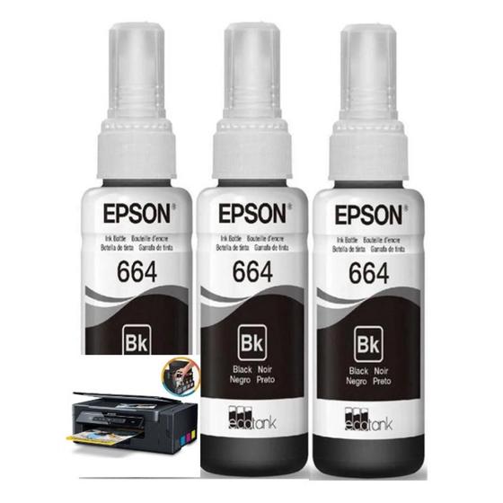 Kit Com 3 Tintas Para Refil De Impressora 664 Preta Menor preço em Kit Com 3 Tintas Para Refil De Impressora 664 Preta