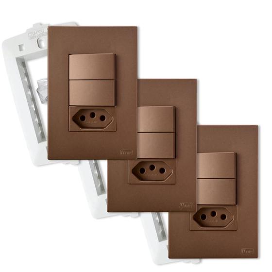 Imagem de Kit Com 3 Tomadas 20A Com Interruptor Duplo Simples Corten